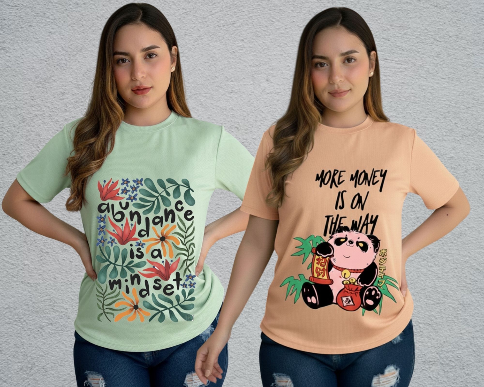 lecowar Women Printed Round Neck Polyester Green, Pink T-Shirt-picture-20