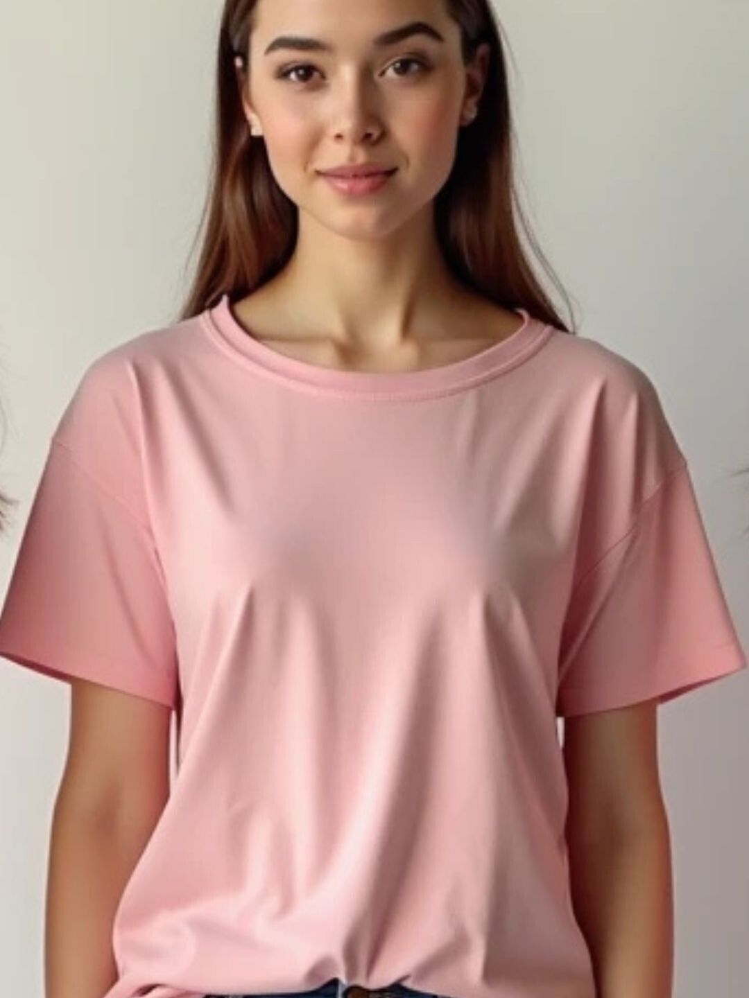 Women Self Design Round Neck Cotton Blend Pink T-Shirt-image-47
