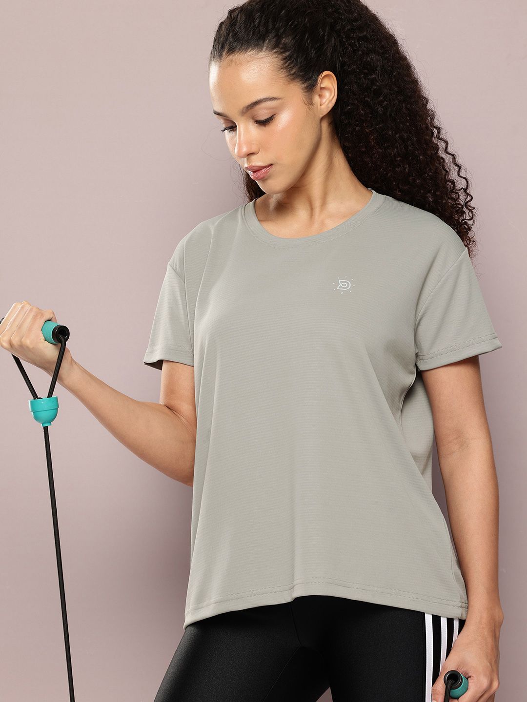 Women Solid Round Neck Polyester Grey, Multicolor T-Shirt