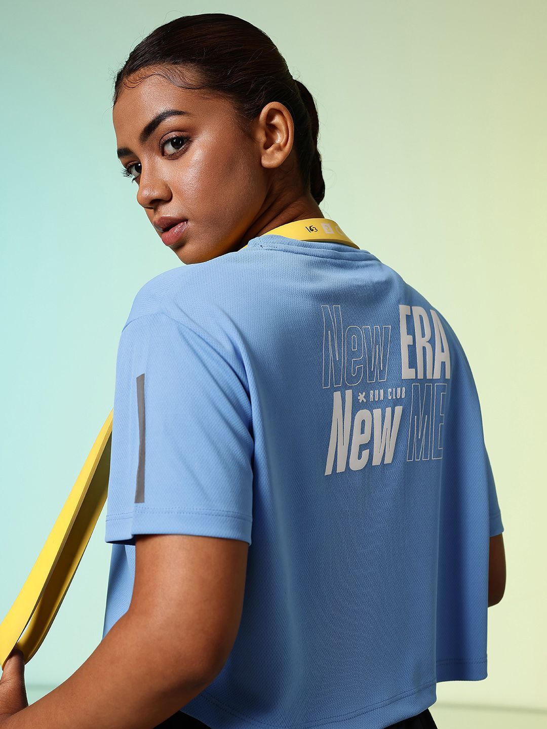 hrx by hrithik roshan Women Printed Round Neck Polyester Blue T-Shirt-picture-18