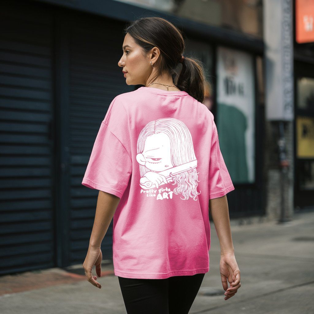 Women Printed Round Neck Cotton Blend Pink T-Shirt-image-30