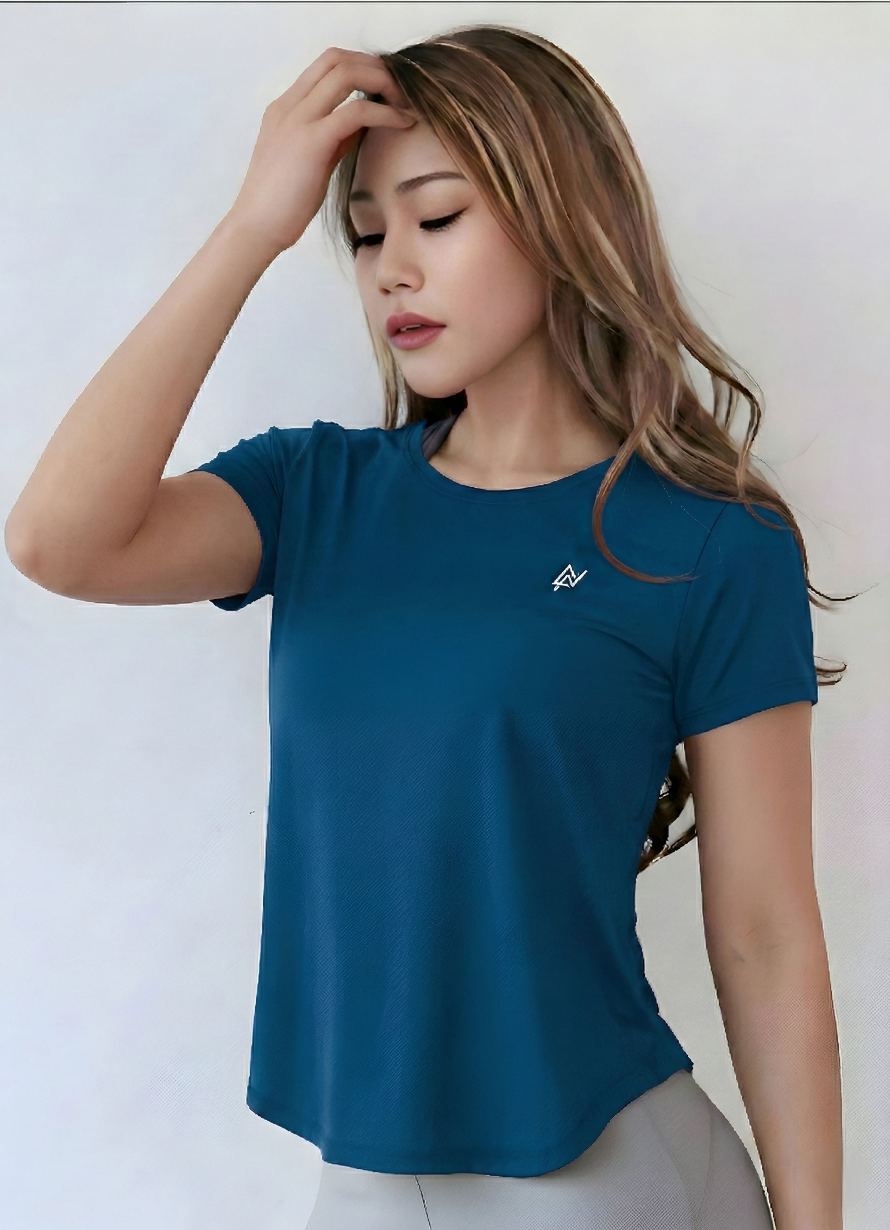 nexsus apparels Women Solid Round Neck Polyester Blue T-Shirt-picture-5