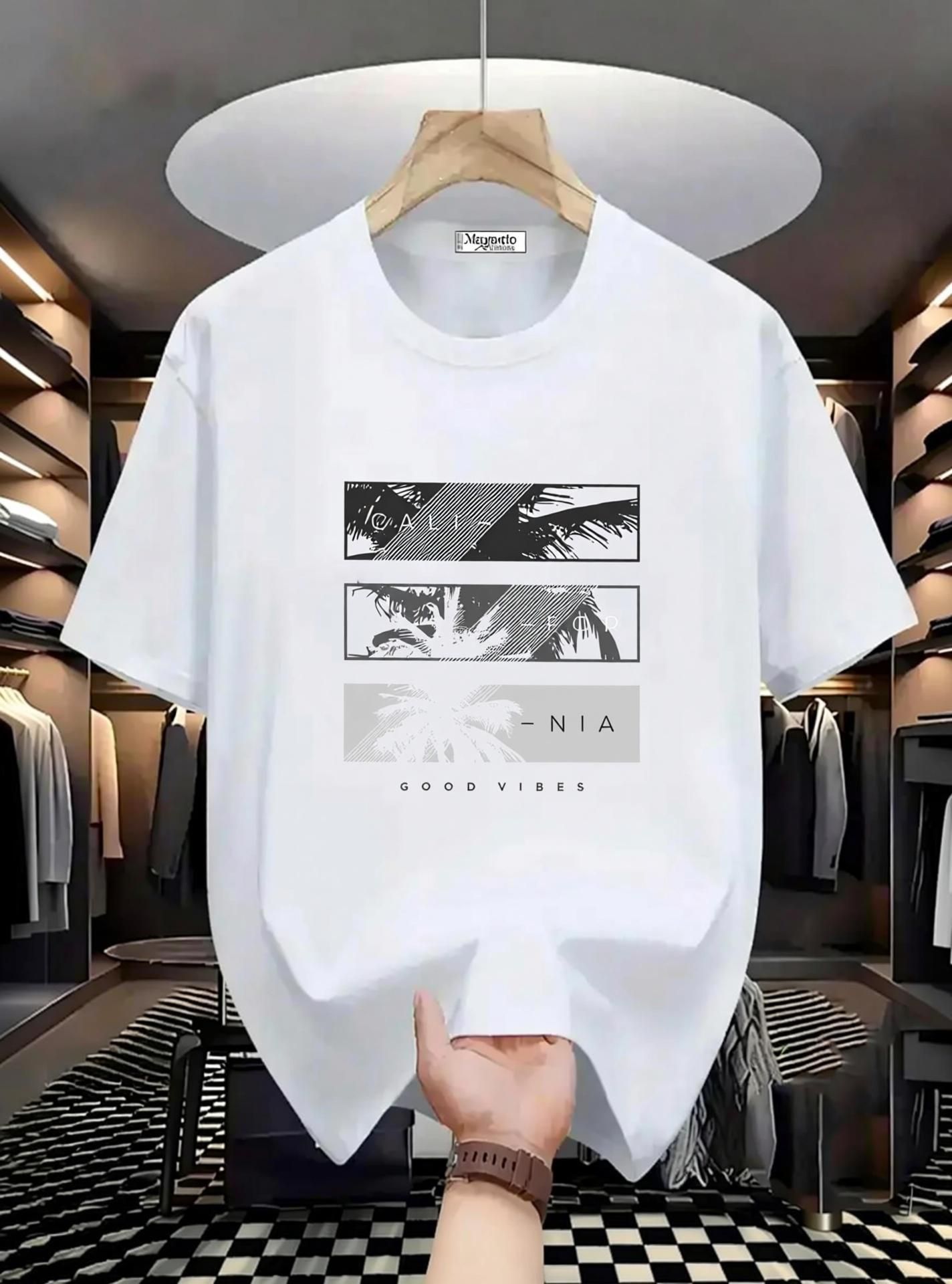 Men Printed Round Neck Pure Cotton White T-Shirt-image-8