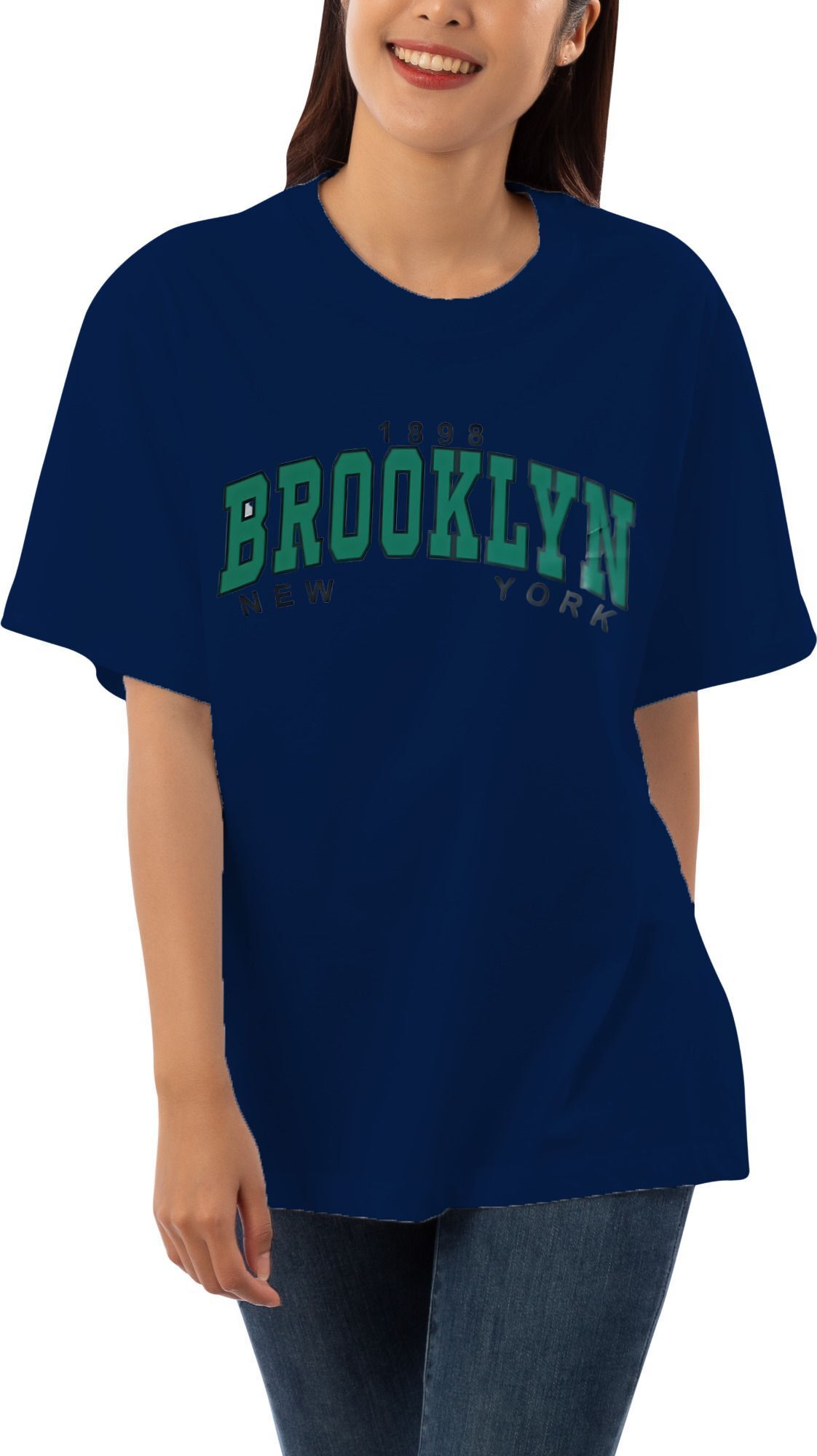 Women Printed Round Neck Polycotton Blue T-Shirt-image-31