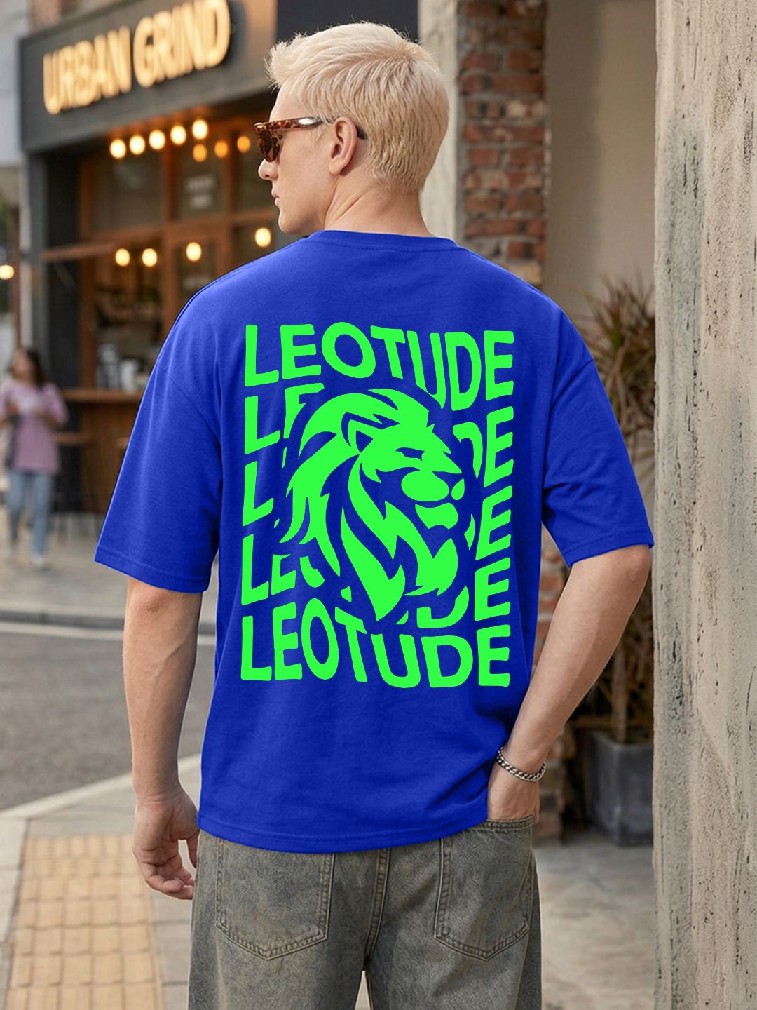 just roar Men Printed Round Neck Cotton Blend Blue T-Shirt-picture-2