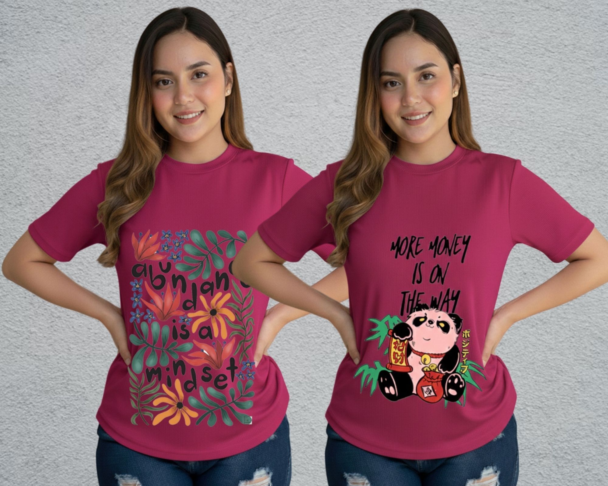 lecowar Women Printed Round Neck Polyester Pink T-Shirt-picture-46