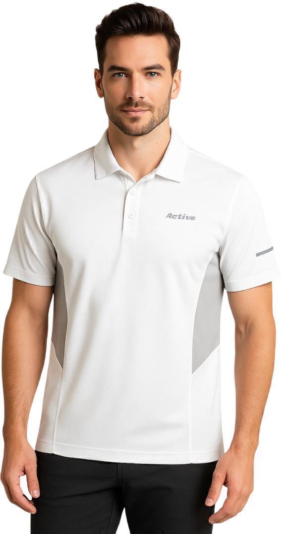 rf raves Men Solid Polo Neck Polyester White T-Shirt-picture-13