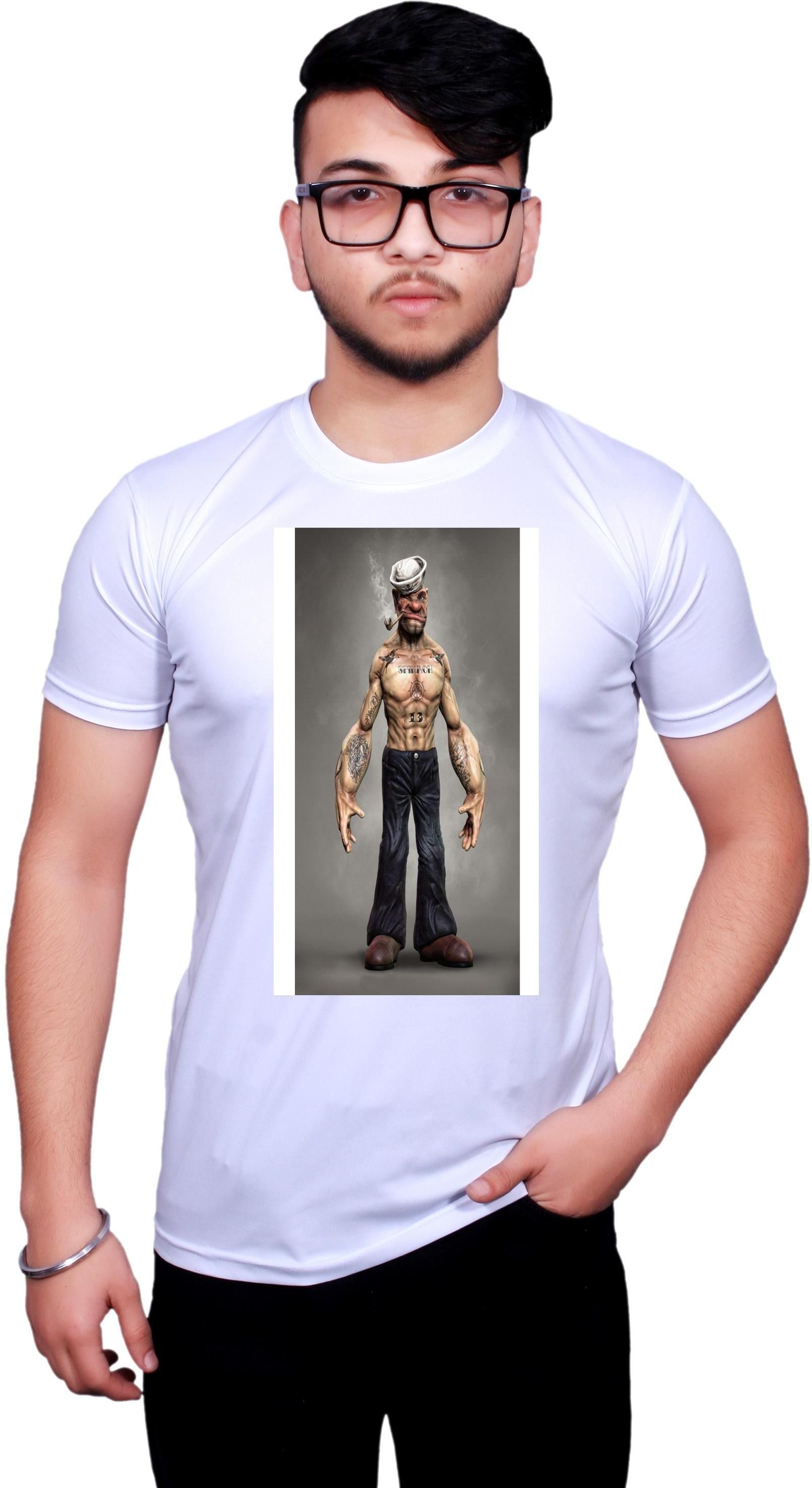 monkash trend Men Printed Round Neck Polyester Multicolor T-Shirt-picture-9