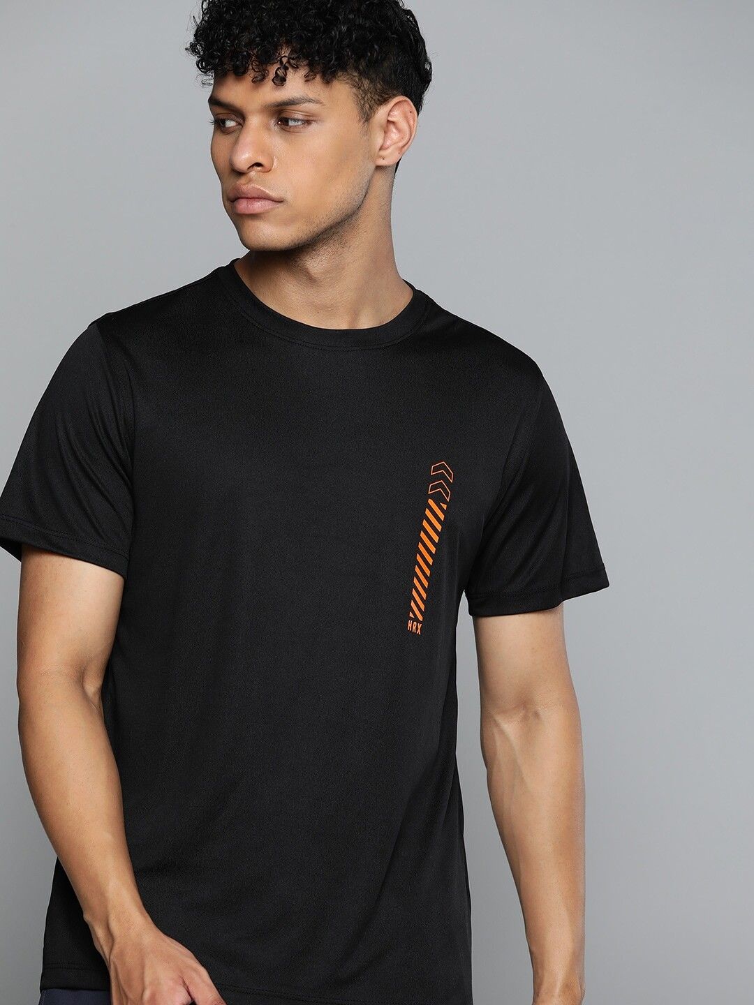 hrx by hrithik roshan Men Solid Round Neck Polyester Black T-Shirt-picture-11