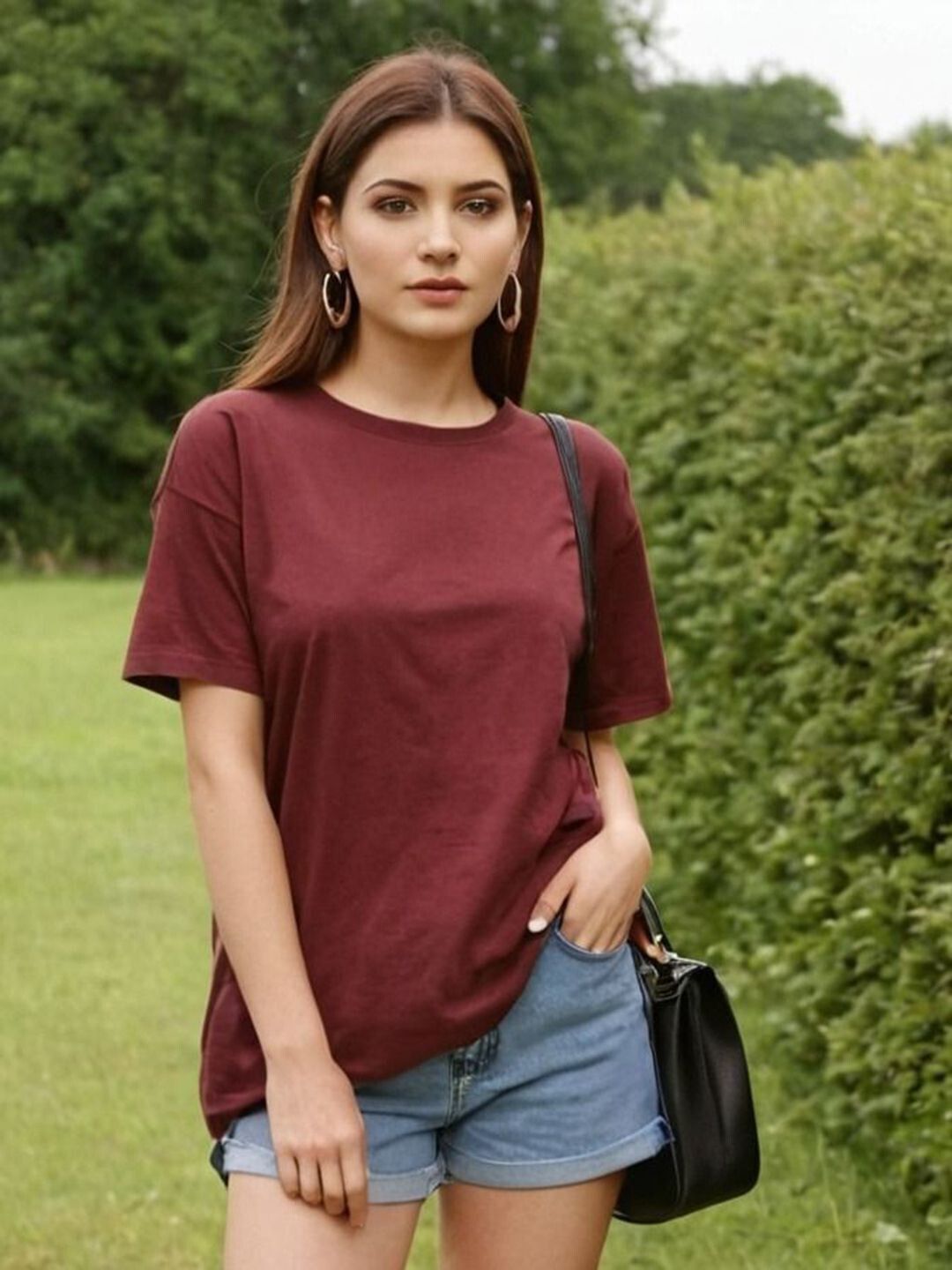 daremo Women Solid Round Neck Cotton Blend Maroon, Yellow T-Shirt-picture-14