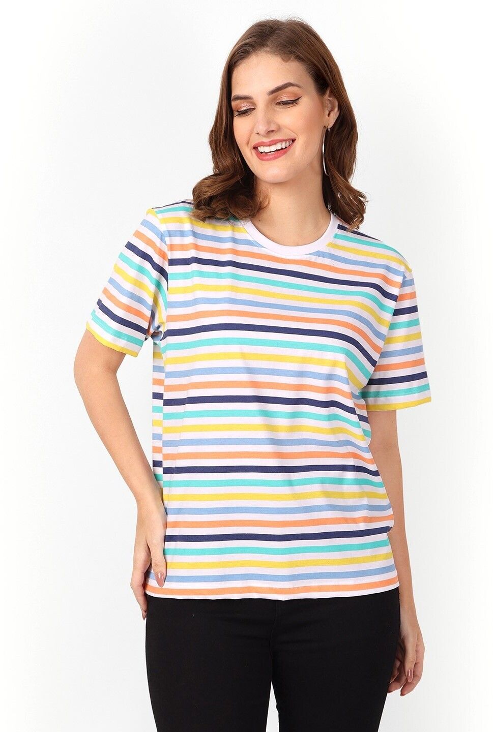 metronaut Printed Women Round Neck Pure Cotton Multicolor T-Shirt-picture-15