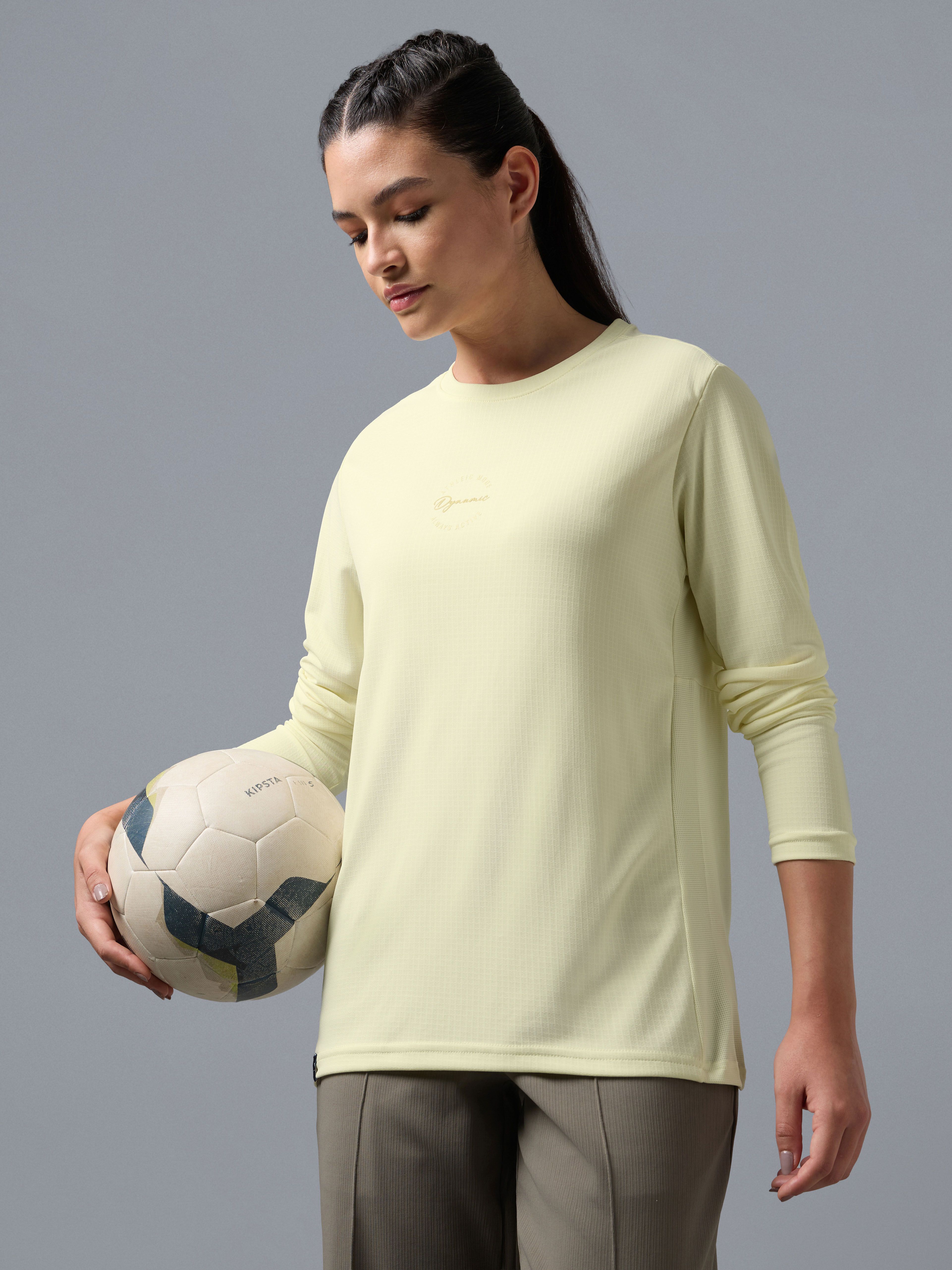 technosport Women Solid Round Neck Polyester Yellow T-Shirt-picture-36