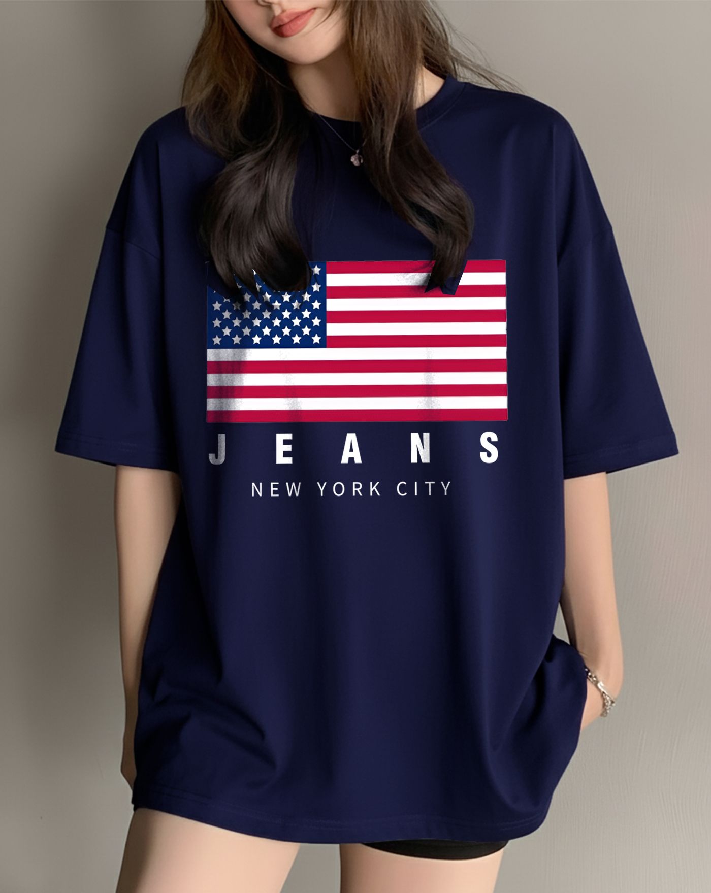 Women Printed Round Neck Cotton Blend Blue T-Shirt-image-17