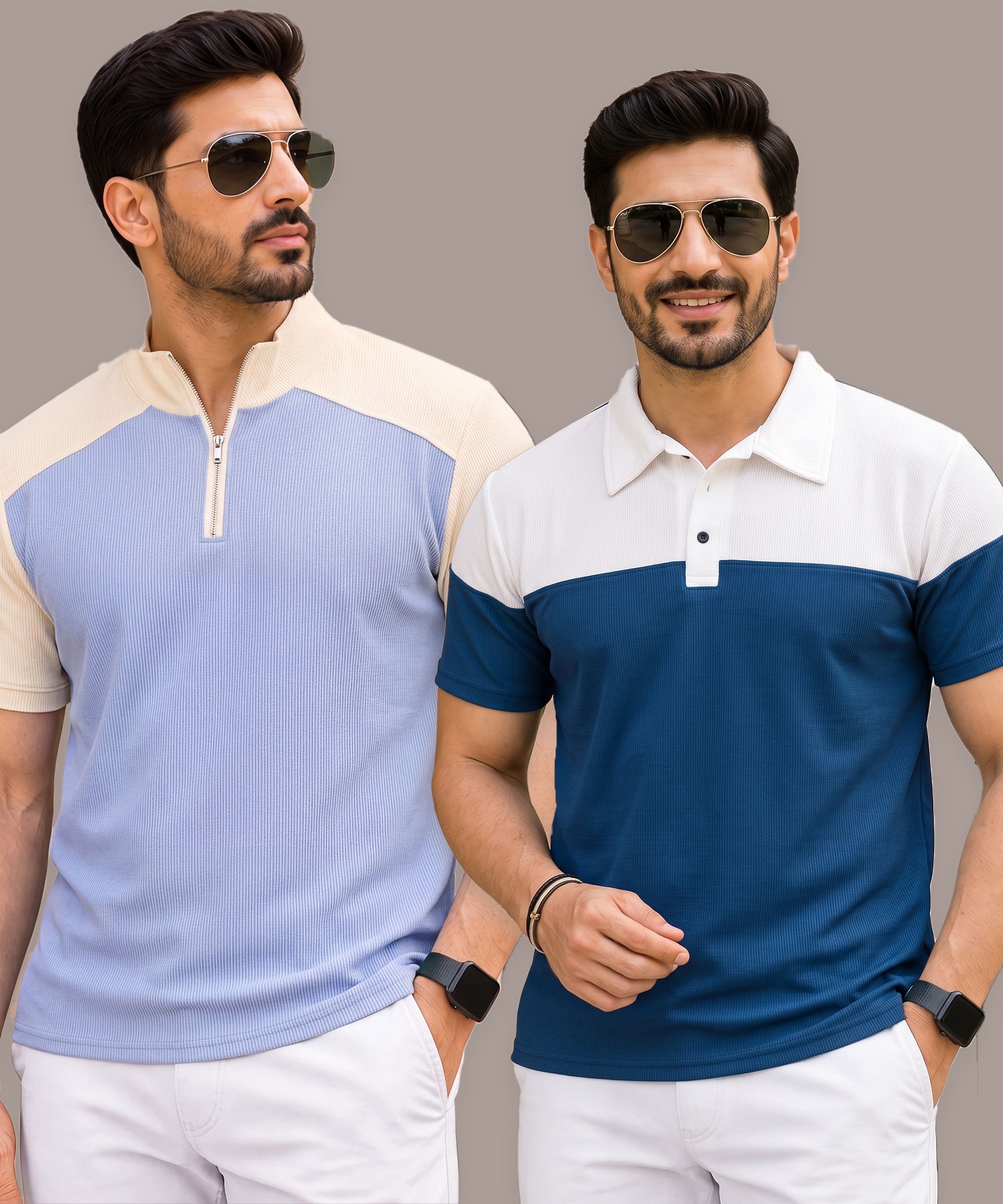 christy world Pack of 2 Men Solid Polo Neck Polycotton Multicolor T-Shirt-picture-17