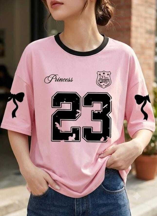 veera Women Graphic Print, Typography, Printed Round Neck Cotton Blend Pink, Black T-Shirt-picture-41