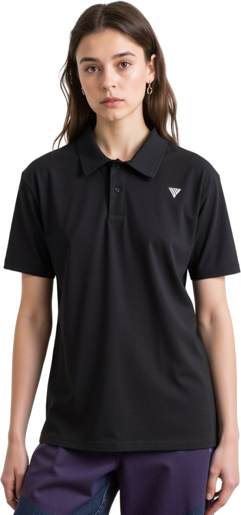 Women Solid Polo Neck Nylon Black T-Shirt-image-11