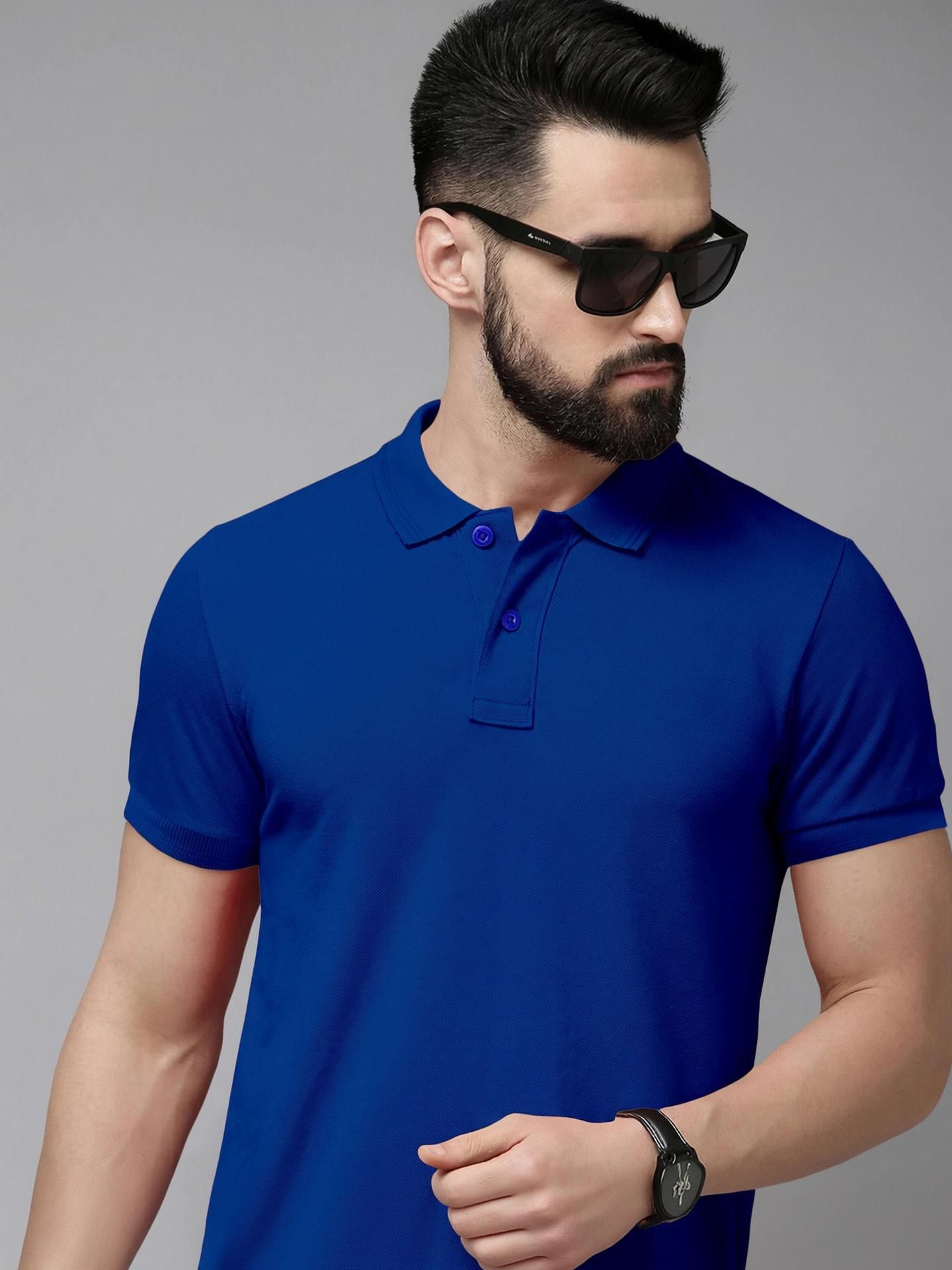 metronaut by flipkart Solid Men Polo Neck Polycotton Blue T-Shirt-picture-37
