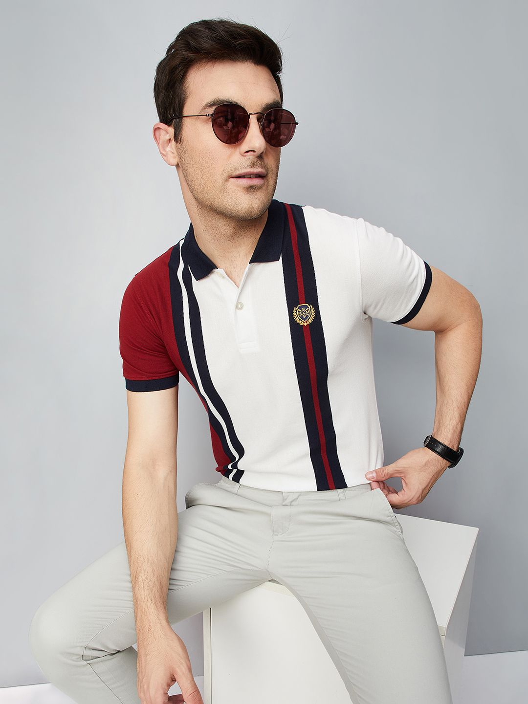max Men Striped Polo Neck Polycotton White T-Shirt-picture-25