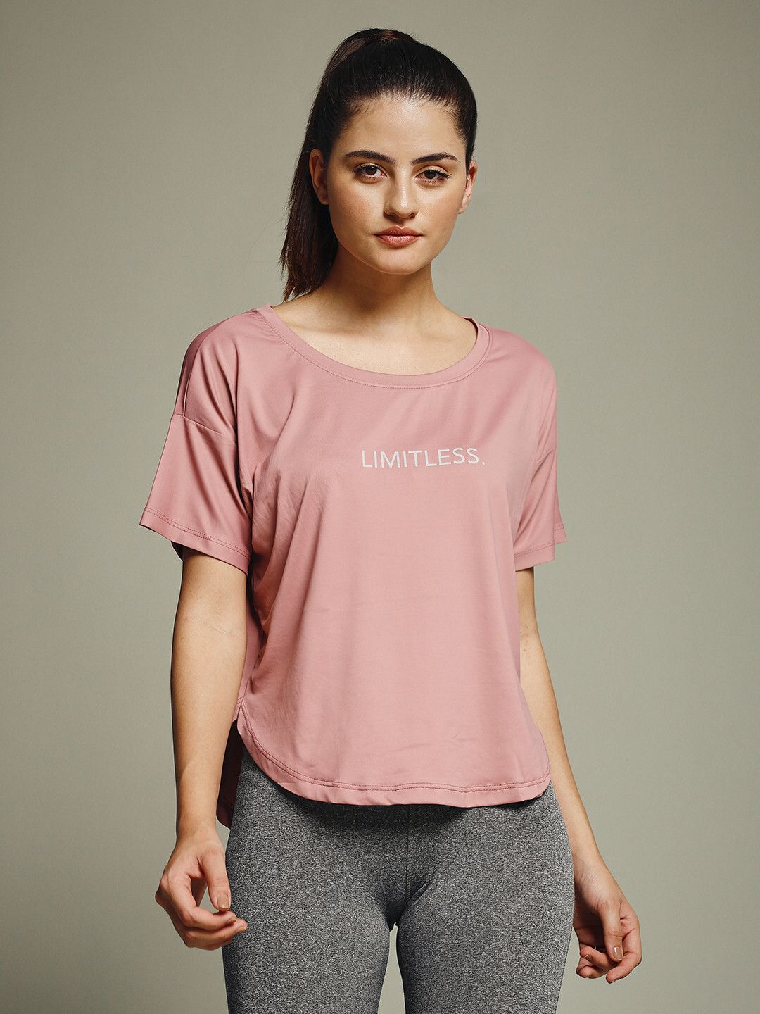 Women Graphic Print Crew Neck Polyester Pink T-Shirt-image-27