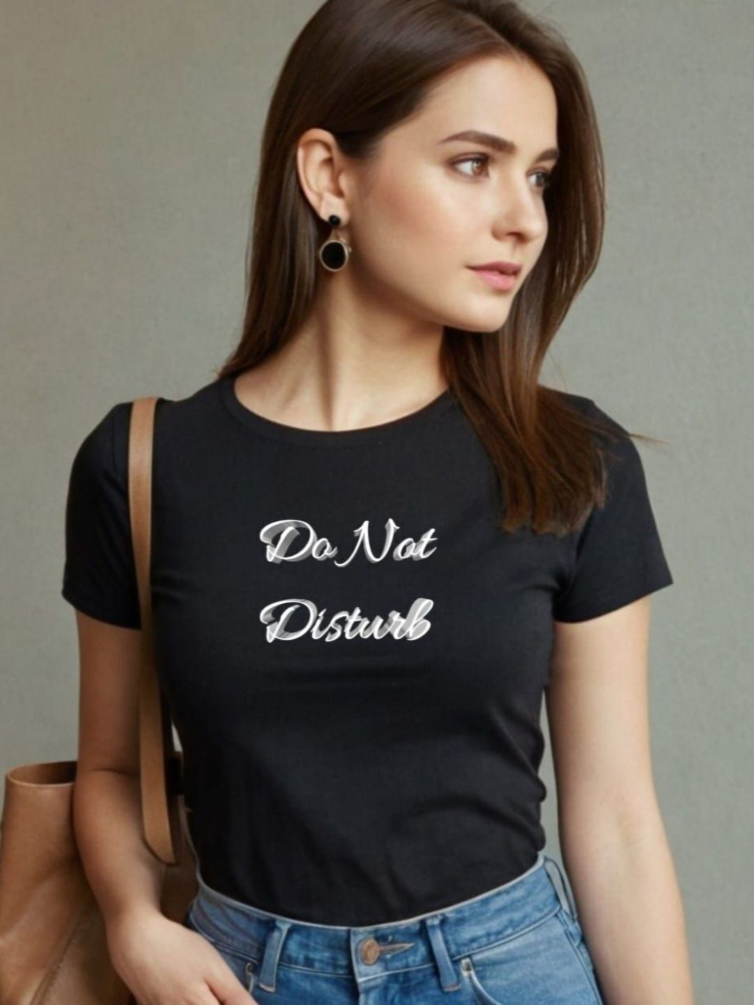 Women Self Design Round Neck Cotton Blend Black T-Shirt-image-42