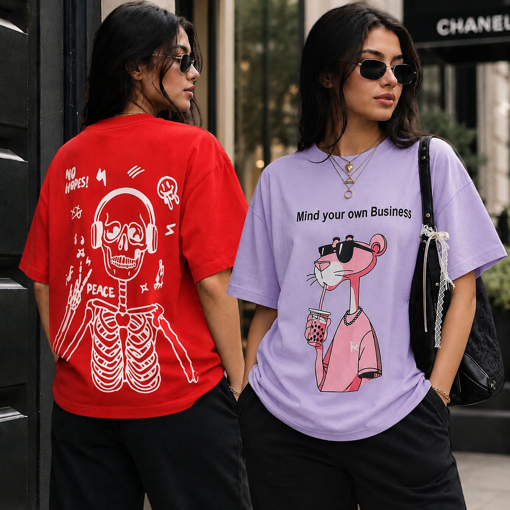dreambe Pack of 2 Women Printed Round Neck Cotton Blend Multicolor T-Shirt-picture-15