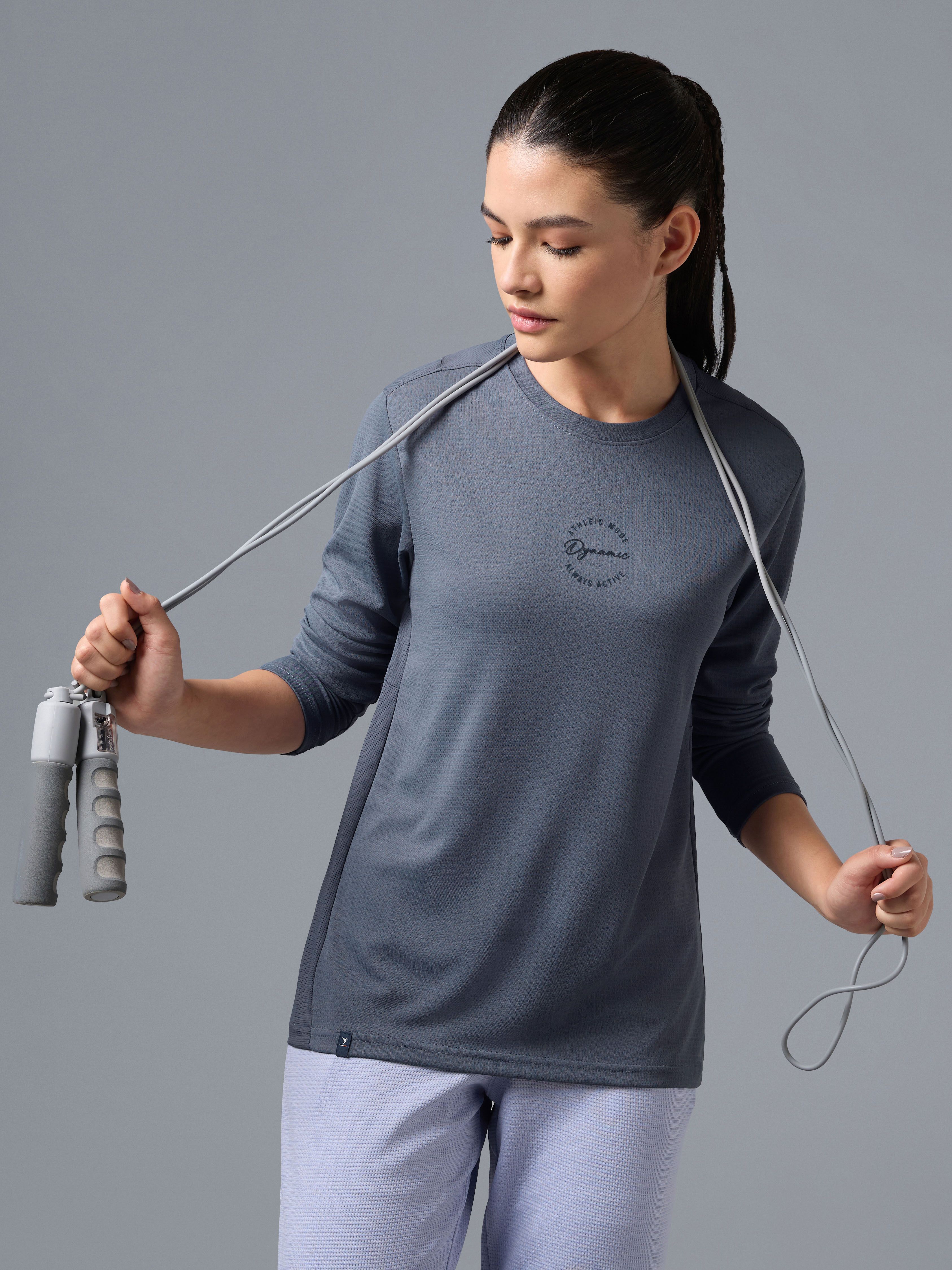 technosport Women Solid Round Neck Polyester Blue T-Shirt-picture-33