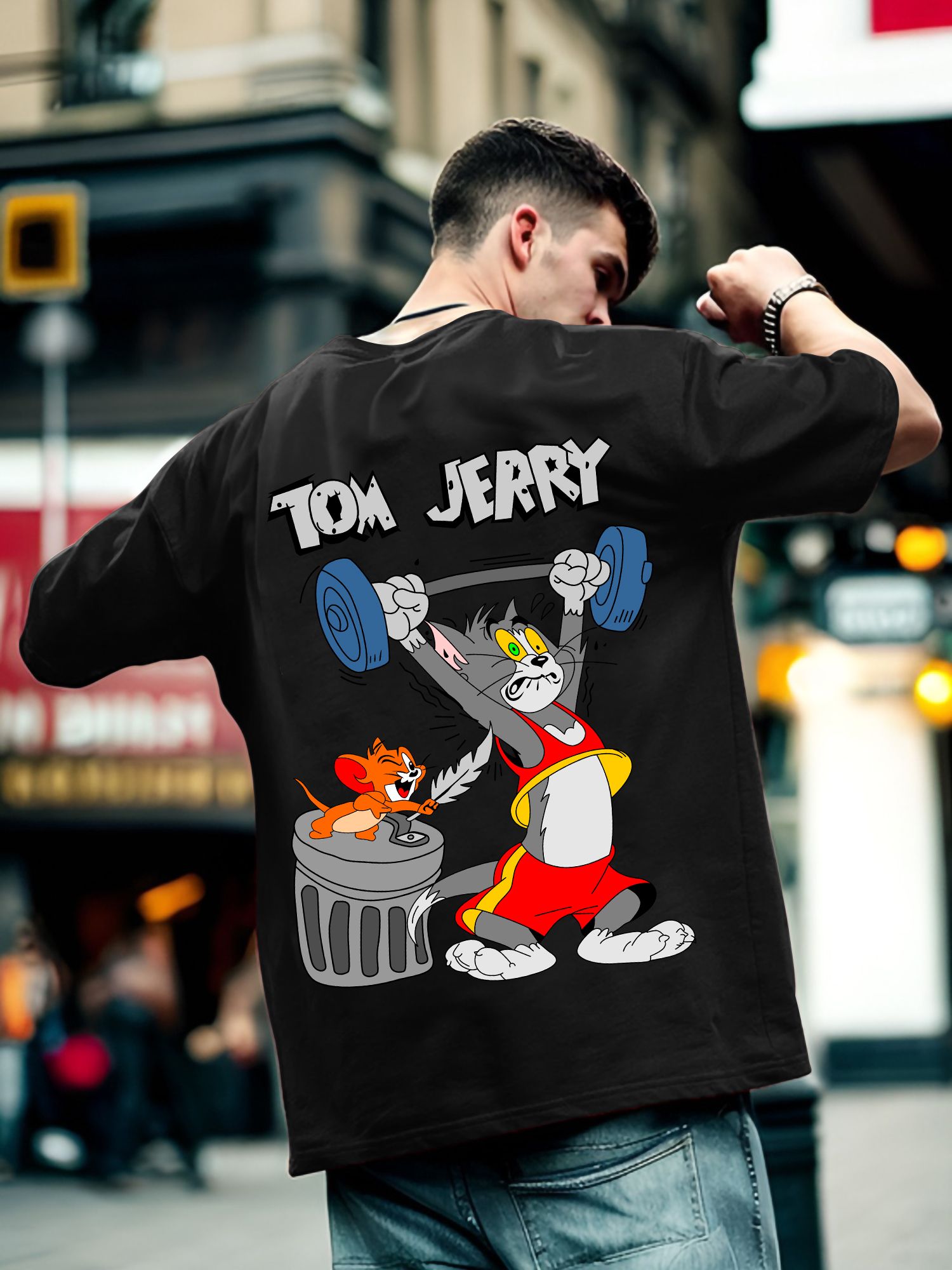 beaumen Men Cartoon Round Neck Cotton Blend Black T-Shirt-picture-16