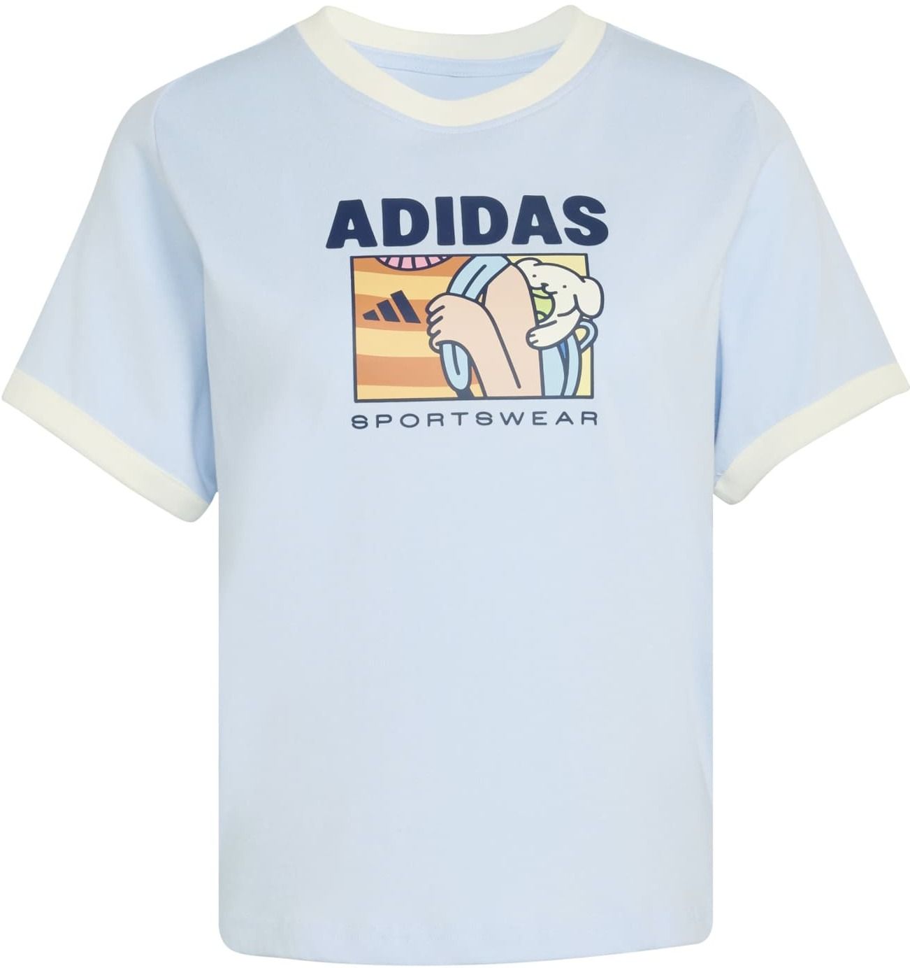 adidas Women Printed Polo Neck Pure Cotton Blue T-Shirt-picture-12
