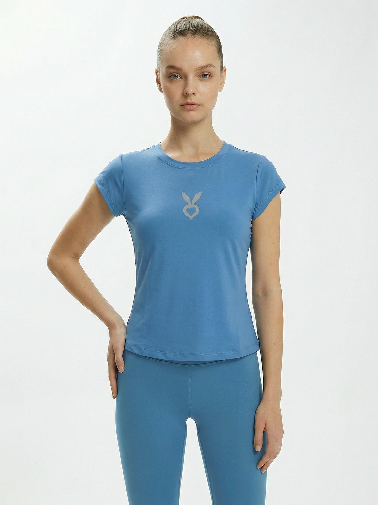 Women Solid Round Neck Polyester Blue T-Shirt-image-21
