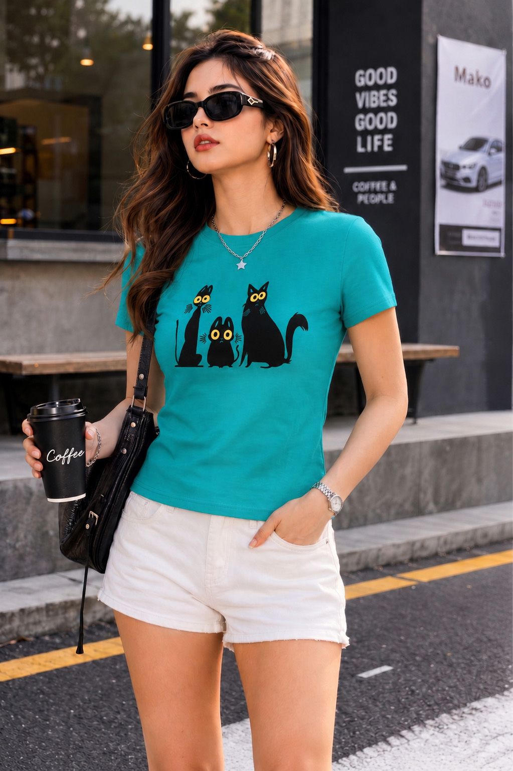 fabflee Women Solid Round Neck Cotton Blend Blue T-Shirt-picture-36