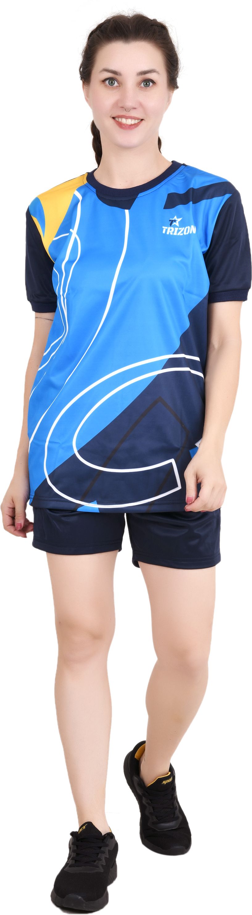 trizon Women Printed Round Neck Polyester Blue T-Shirt-picture-12
