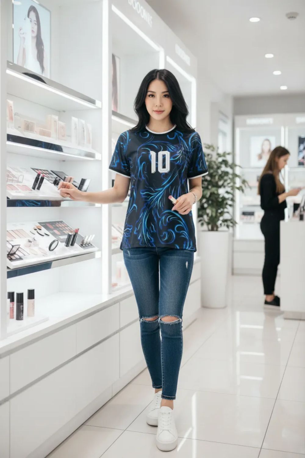 shan Women Graphic Print Round Neck Polycotton Black T-Shirt-picture-33