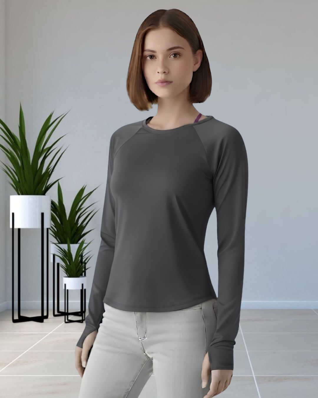 Women Solid Round Neck Polyester Grey T-Shirt-image-41