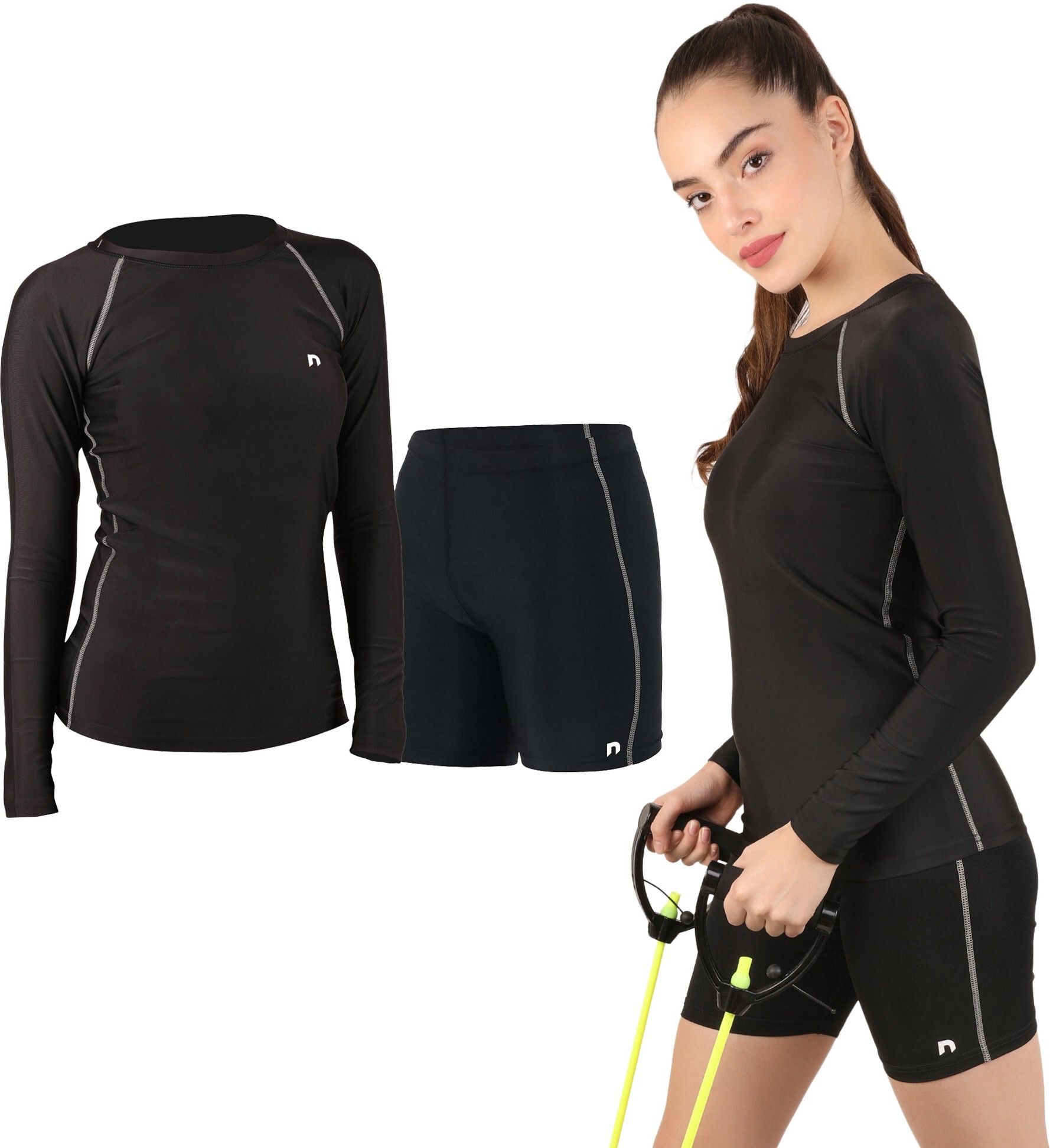 Pack of 2 Women Colorblock Round Neck Polyester Black T-Shirt-image-23