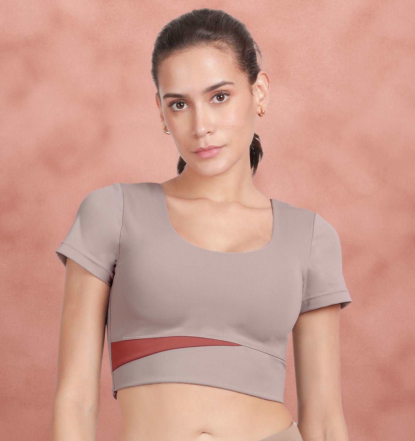 Women Solid Round Neck Polyester Brown T-Shirt-image-43
