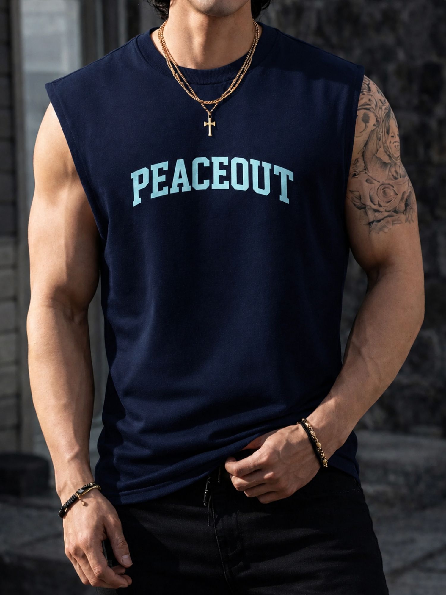 jump cuts Men Typography Round Neck Cotton Blend Blue T-Shirt-picture-26