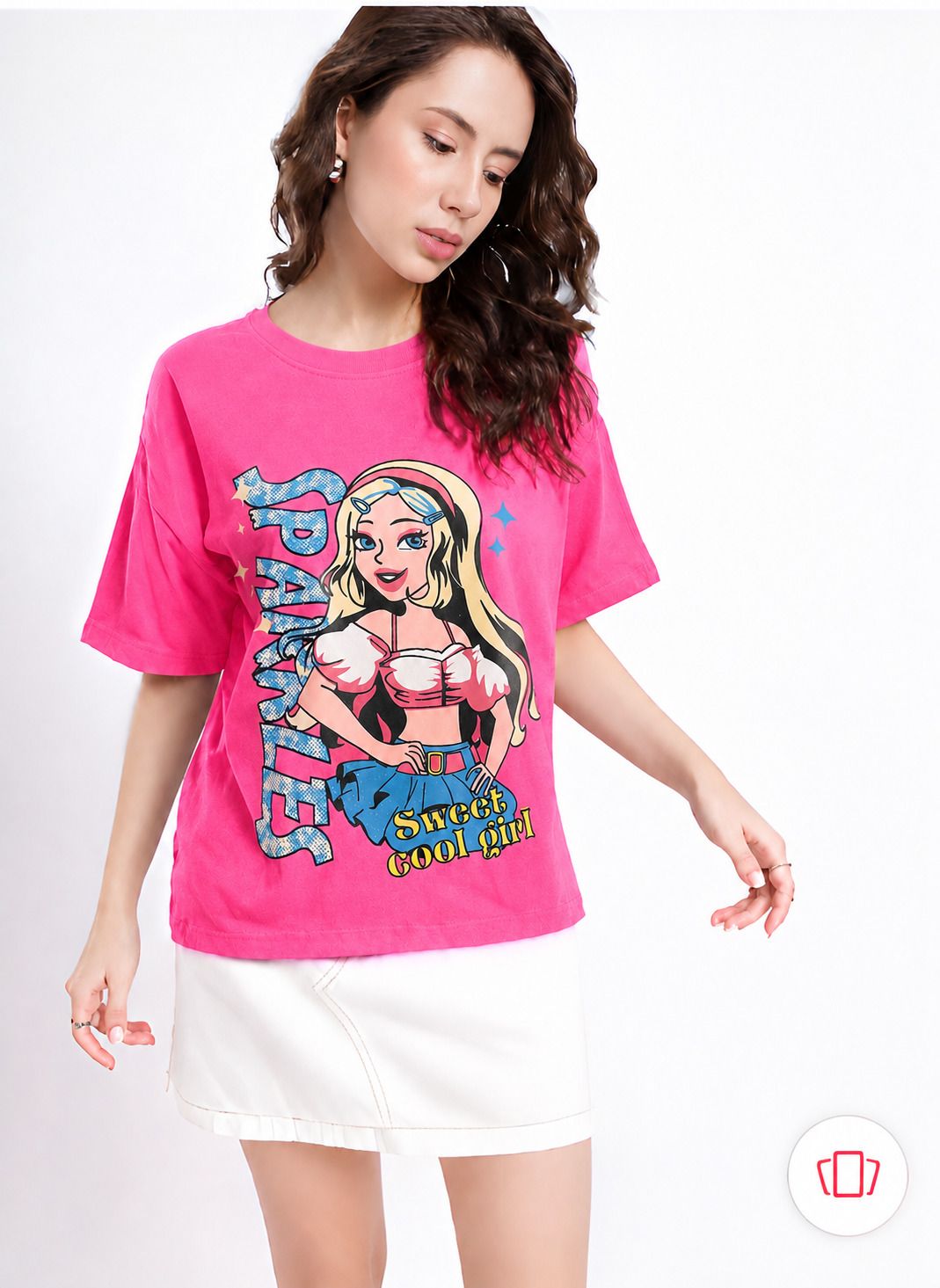 fabflee Women Printed Round Neck Cotton Blend Pink T-Shirt-picture-29