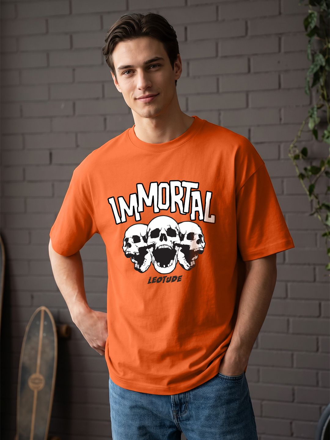 just roar Men Printed Round Neck Cotton Blend Orange T-Shirt-picture-16