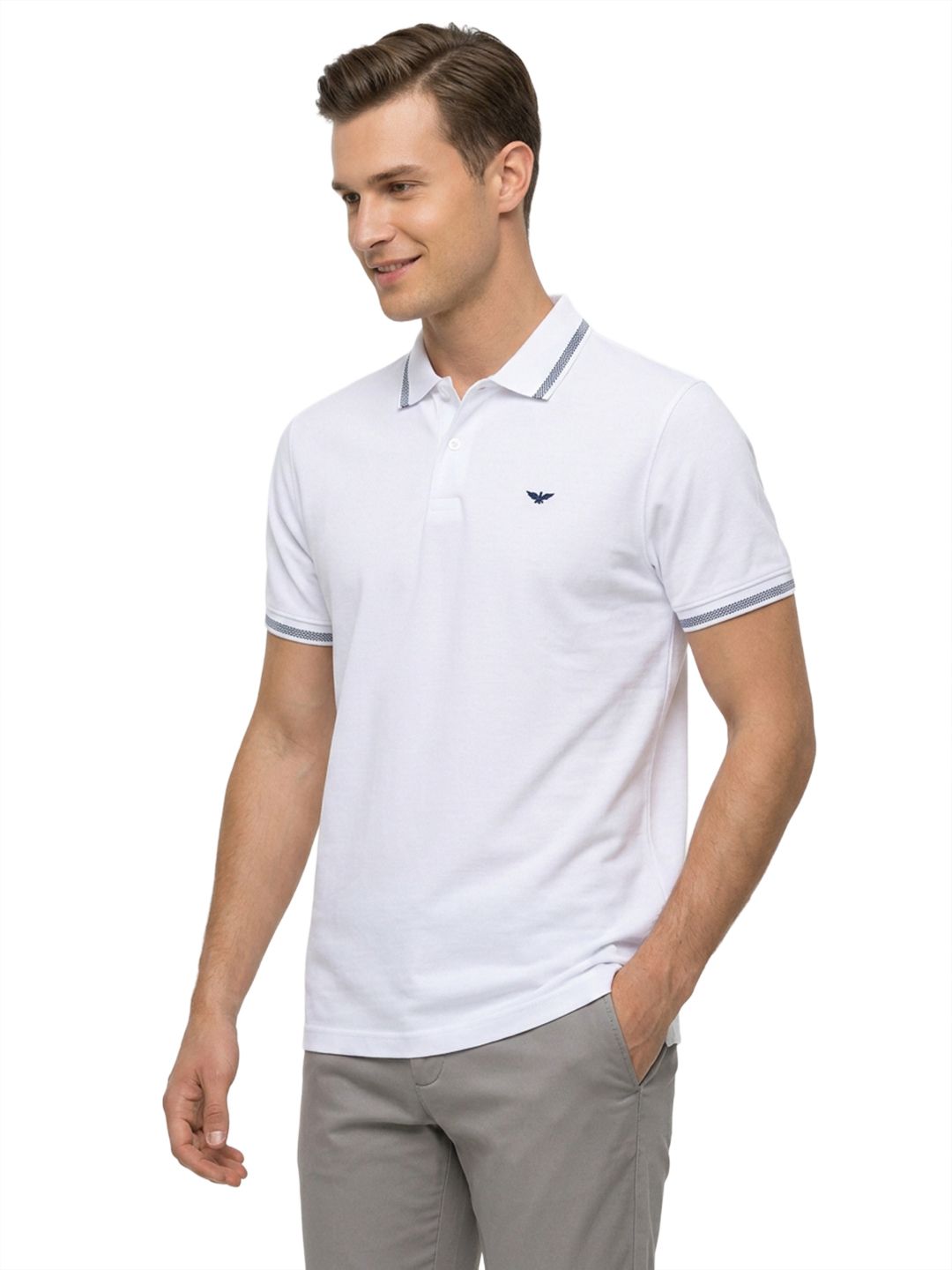 park avenue Men Solid Polo Neck Pure Cotton White T-Shirt-picture-37