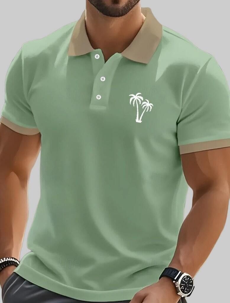 holdit Men Printed Polo Neck Cotton Blend Green T-Shirt-picture-13
