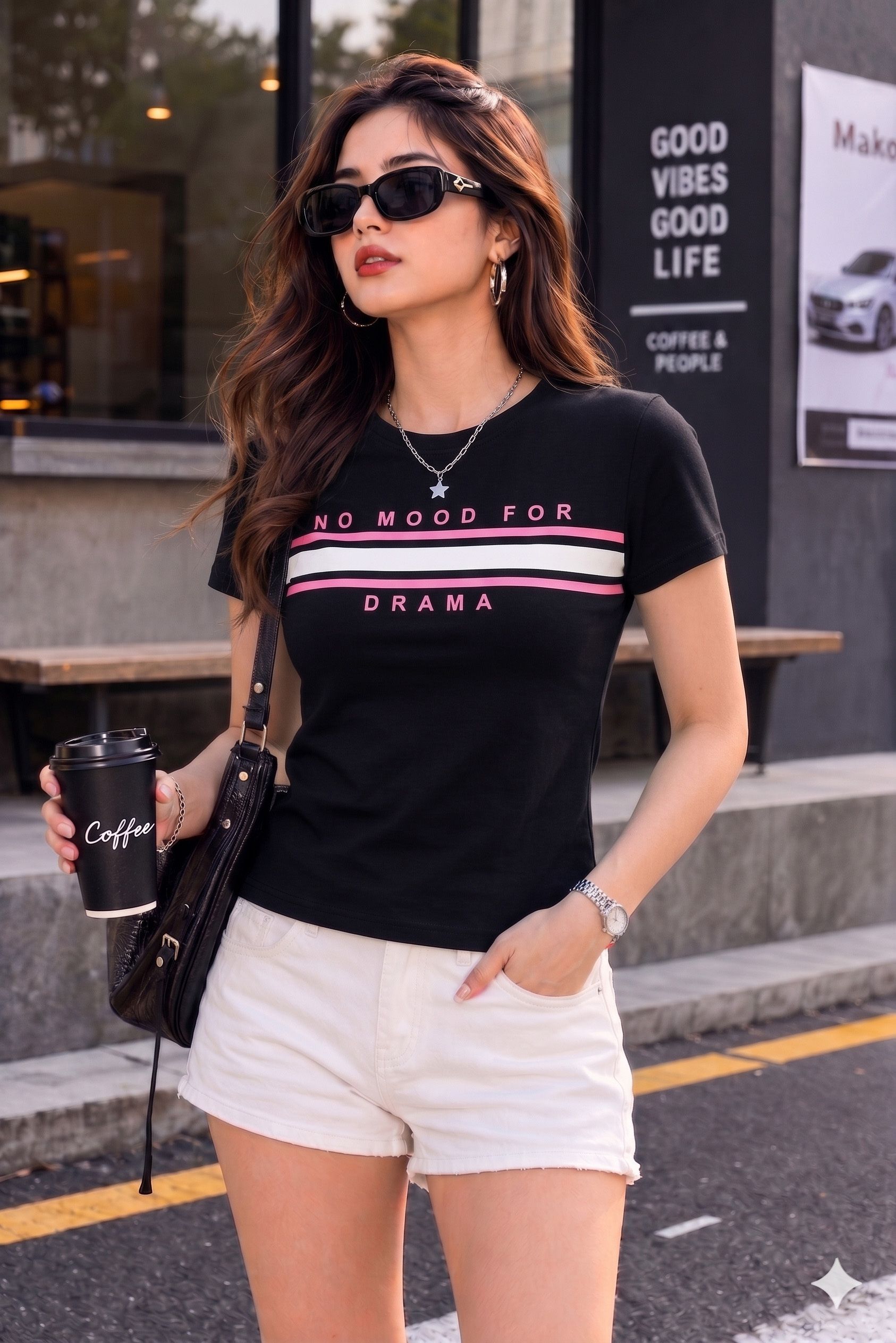 fabflee Women Solid Round Neck Cotton Blend Black T-Shirt-picture-13