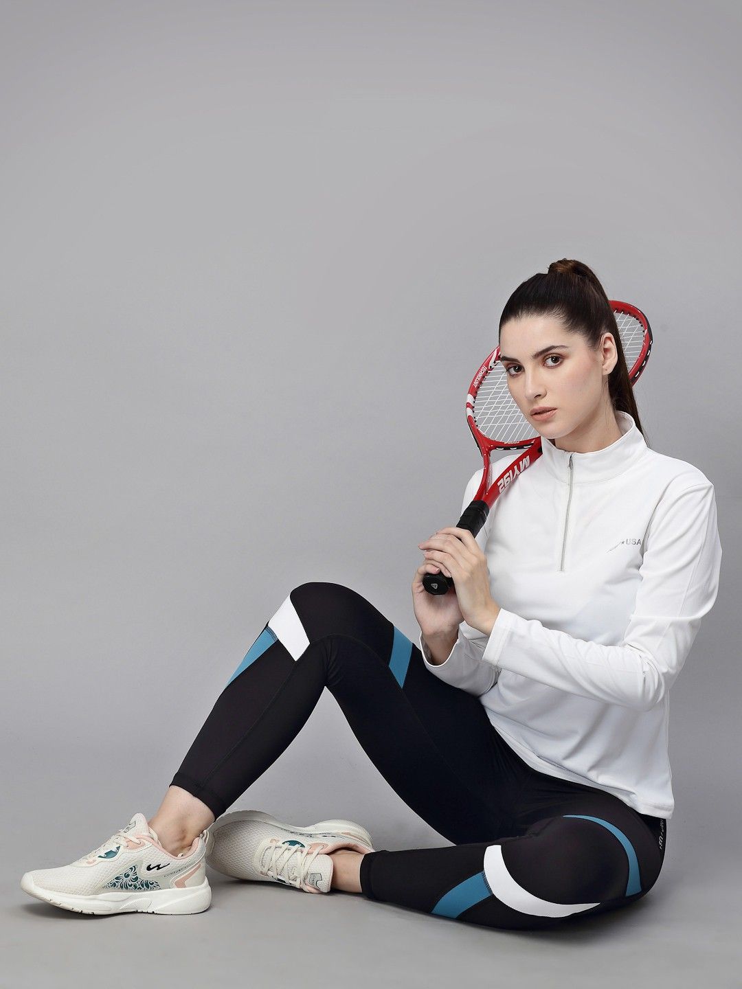 Women Solid High Neck Polyester White T-Shirt-image-29