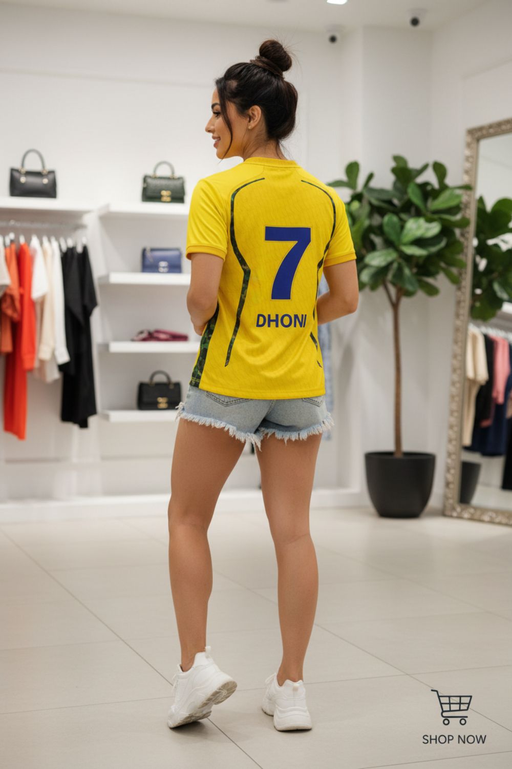 shanvi Women Graphic Print Round Neck Polycotton Yellow T-Shirt-picture-2