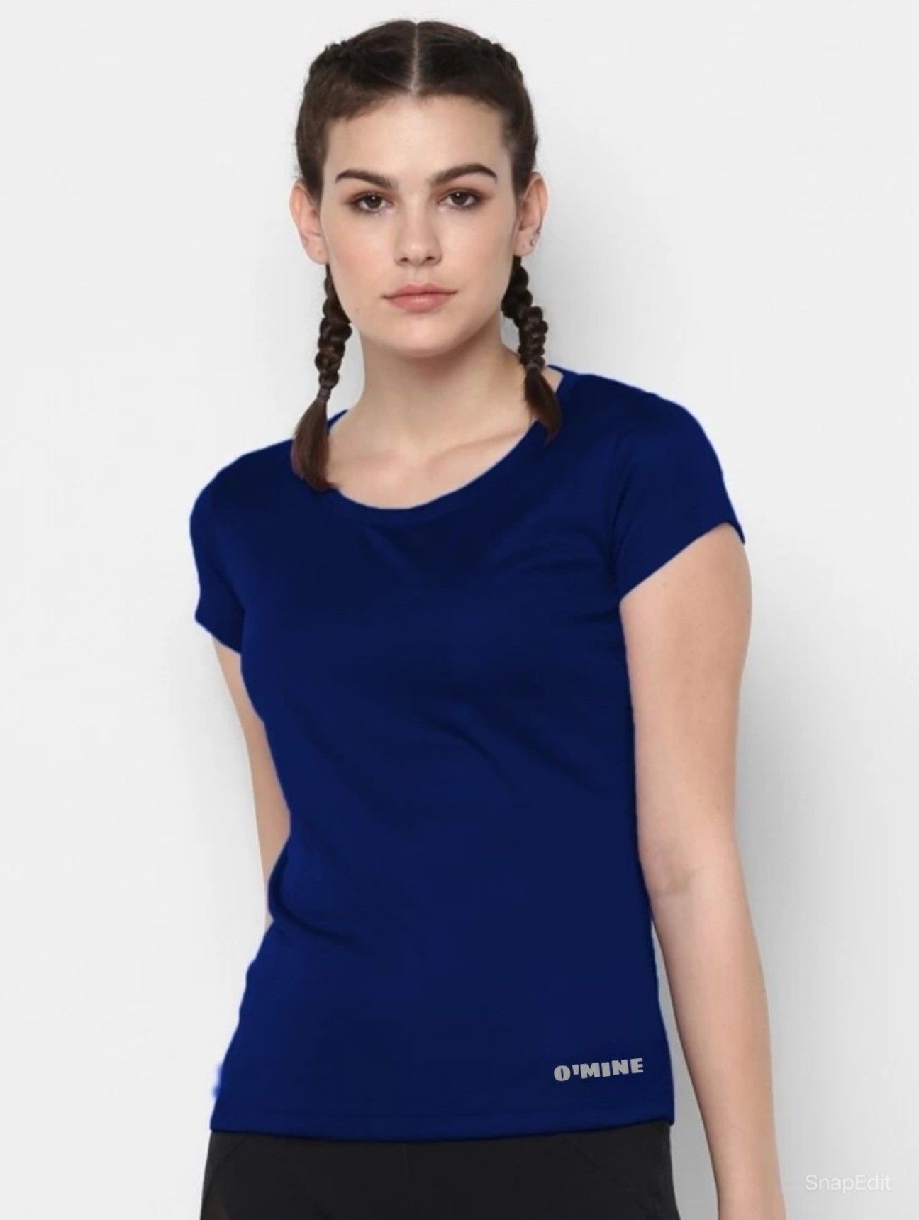 o'mine 007-06 Women Solid Round Neck Polyester White T-Shirt-picture-12