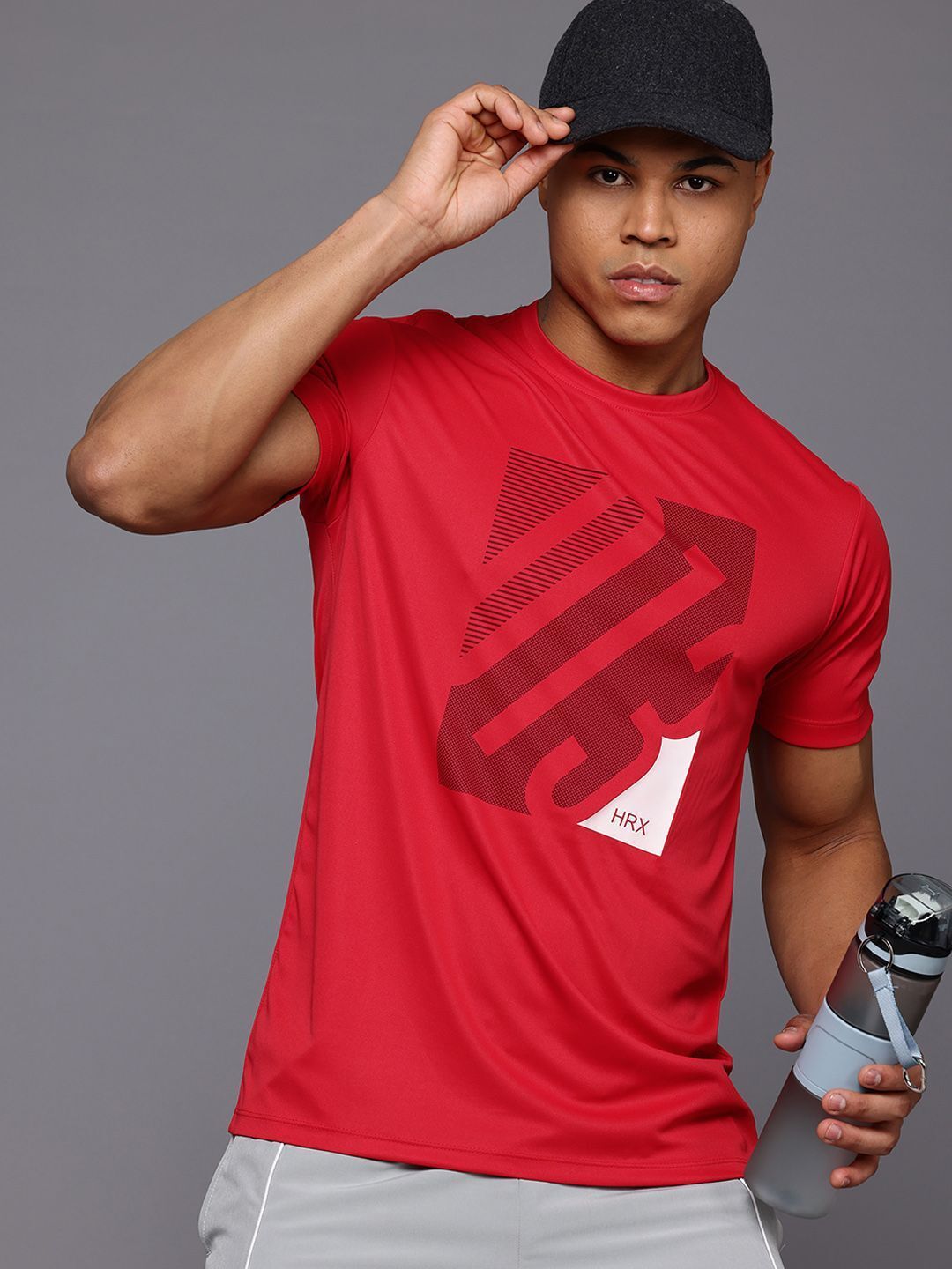 Men Printed Round Neck Polyester Red T-Shirt-image-33