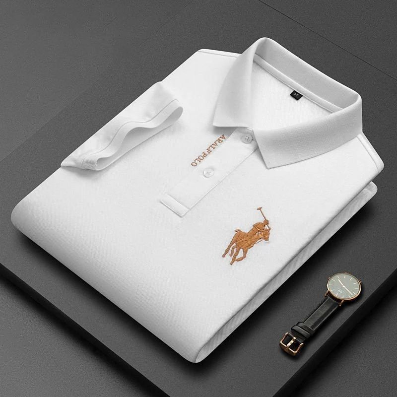dlook designer Men Solid, Embroidered Polo Neck Polycotton White T-Shirt-picture-25