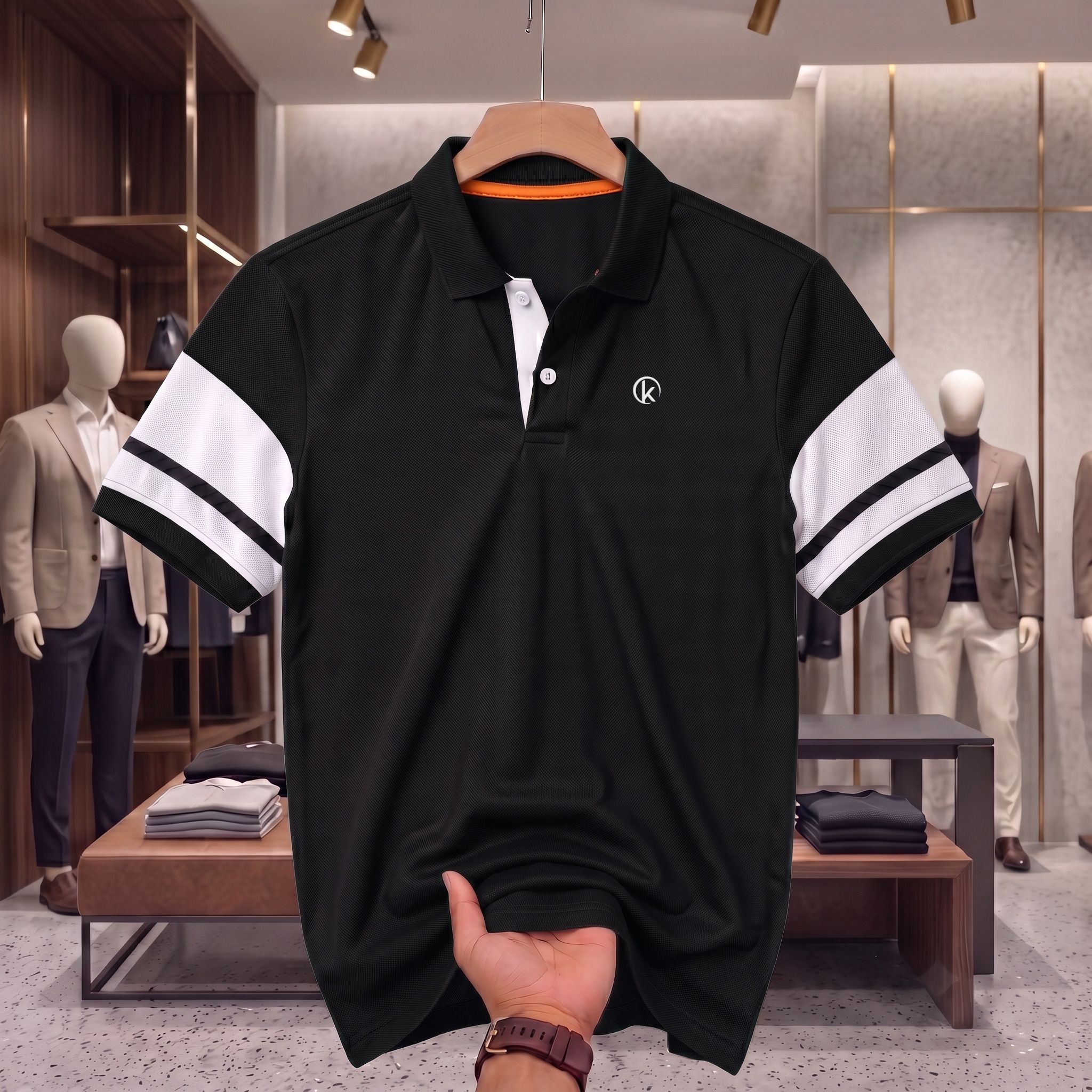 Men Typography Polo Neck Pure Cotton Black T-Shirt-image-49