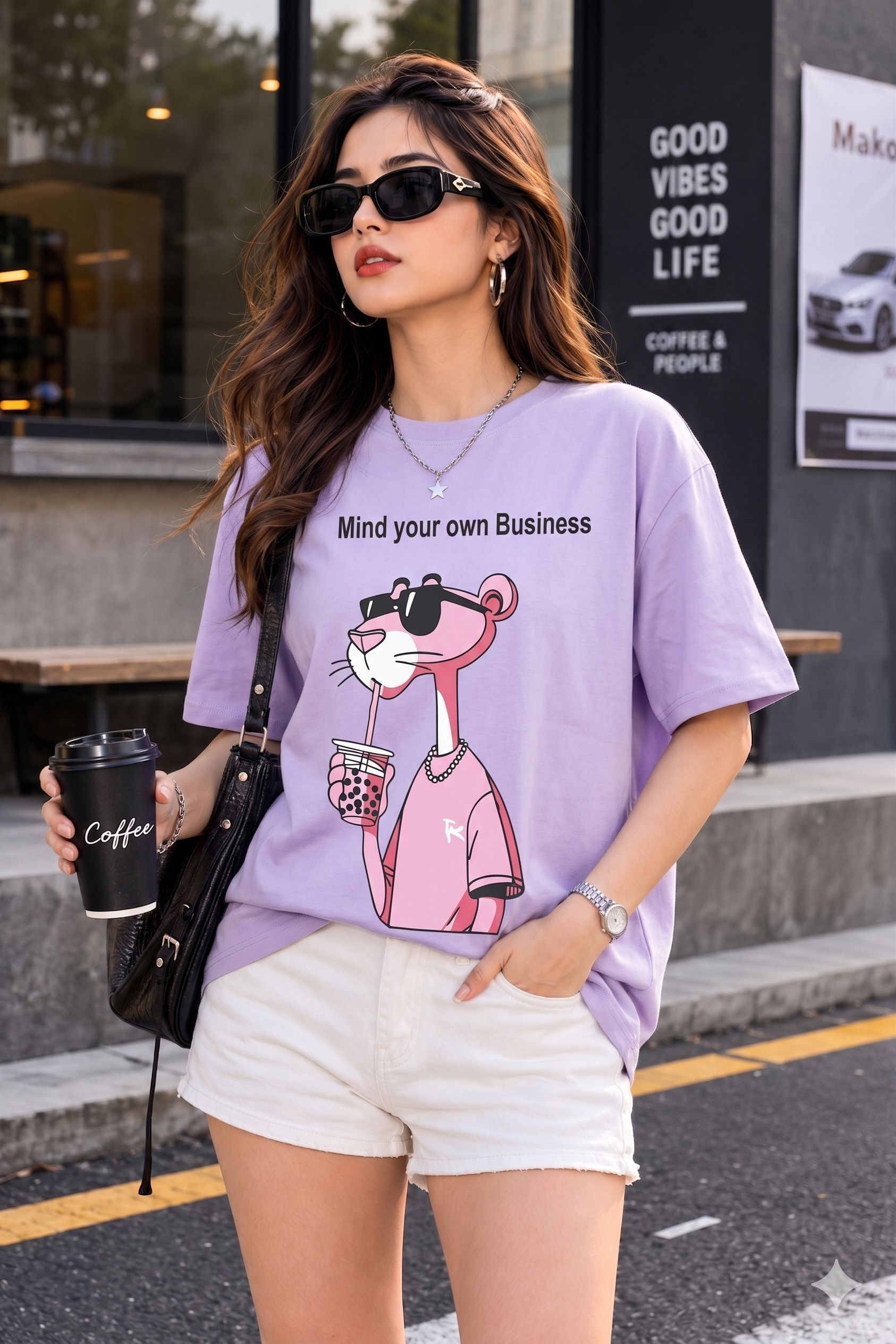 dreambe Women Printed Round Neck Cotton Blend Purple T-Shirt-picture-42