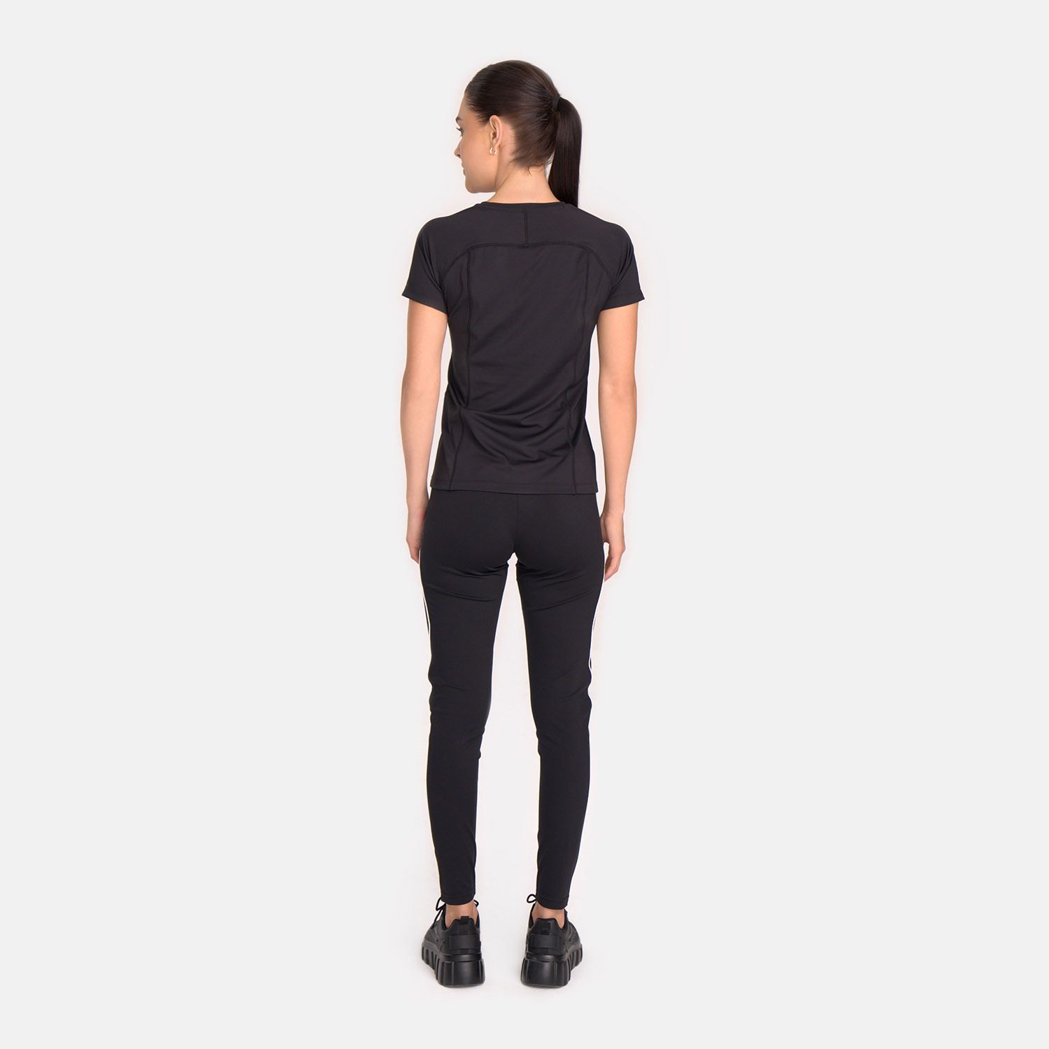 Women Solid Round Neck Polyester Black T-Shirt-image-40