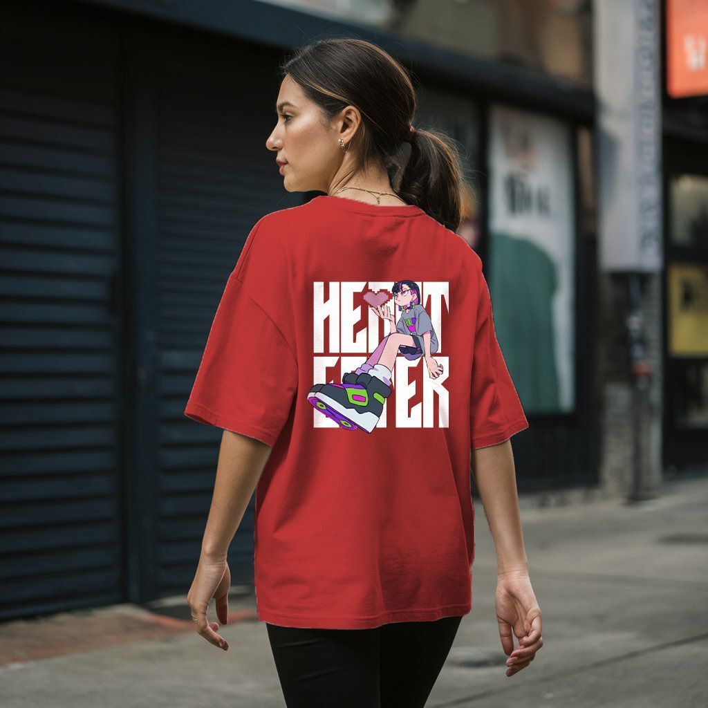 lcyflame Women Graphic Print Round Neck Cotton Blend Red T-Shirt-picture-27